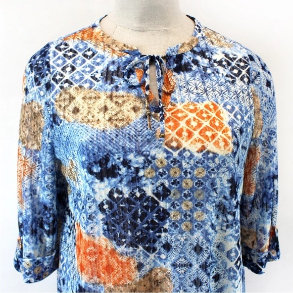 NWT Catherines Multi Tile Sunrise Asymmetrical Tunic Blouse - Picture 3 of 10